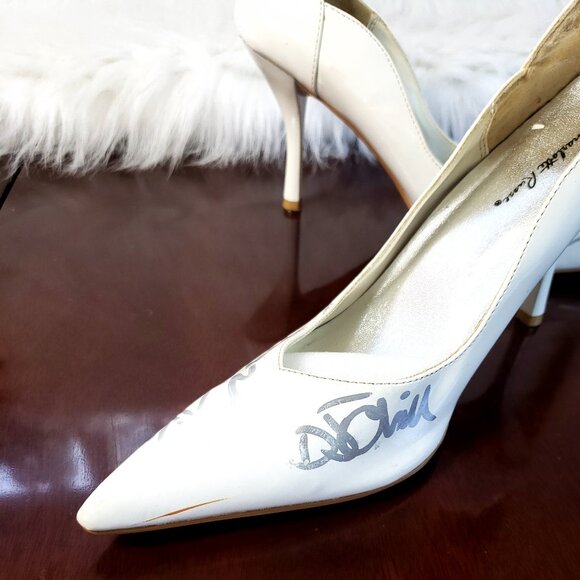 Early 00's White Patent Pointy Toe Pump Stilletto Heels Sz 8 Signed  Tech N9ne - Picture 9 of 11